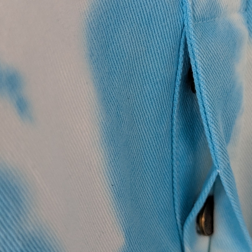 Flan Labs Aqua Blue White Tie Dye Overalls Size XS Forever Laughing at Nothing - Picture 5 of 9